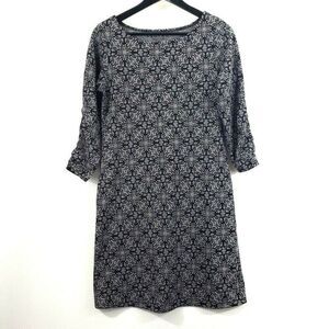 SOYBU Athleisure Shift Dress 3/4 Sleeve Womens Size S Black Grey Floral‎ Stretch